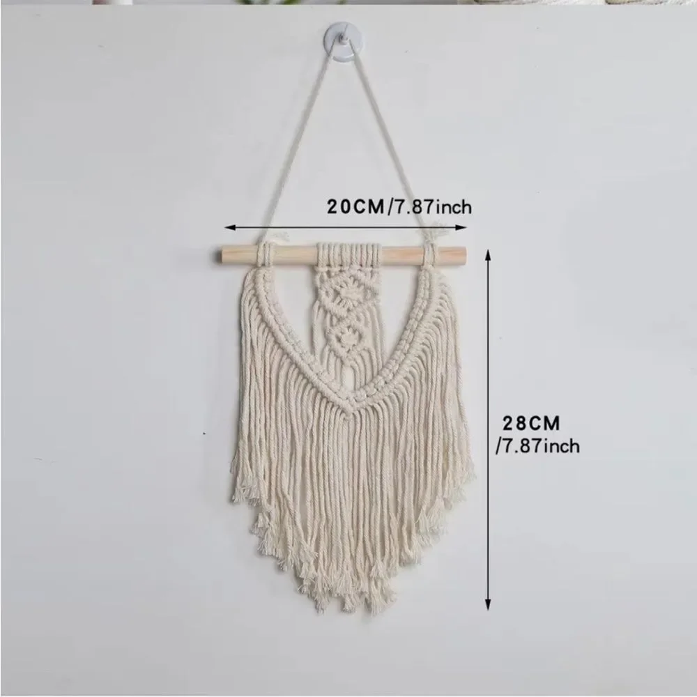 Cream Macrame Fringe Wall Hanging Decor